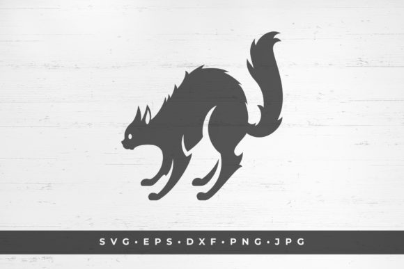 Black Hissing Cat. Halloween Vector
