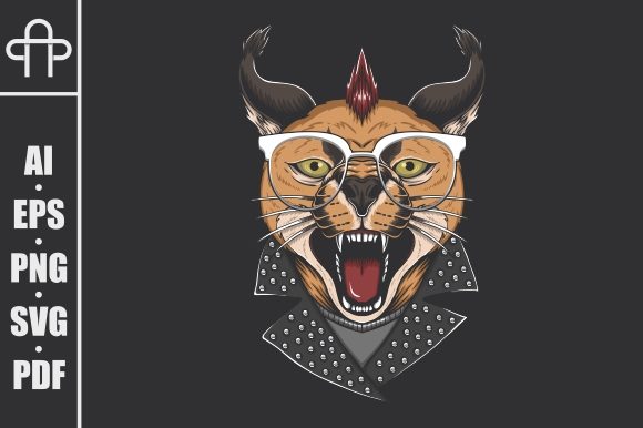 Caracal Cat Punk Head