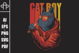 Cat Boy Eyeglasses Vector Illustration
