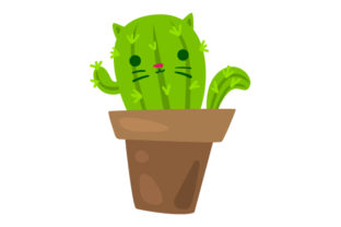 Cat Cactus Embroidery Design