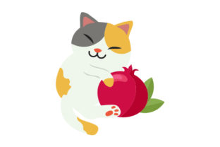 Cat Hugging Pomegranate