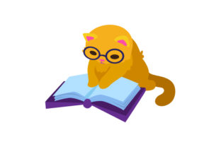 Cat Reading Book Embroidery Design