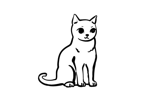 Cat Sitting Embroidery Design