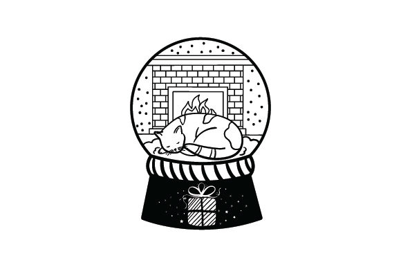 Cat Snowglobe Embroidery Design