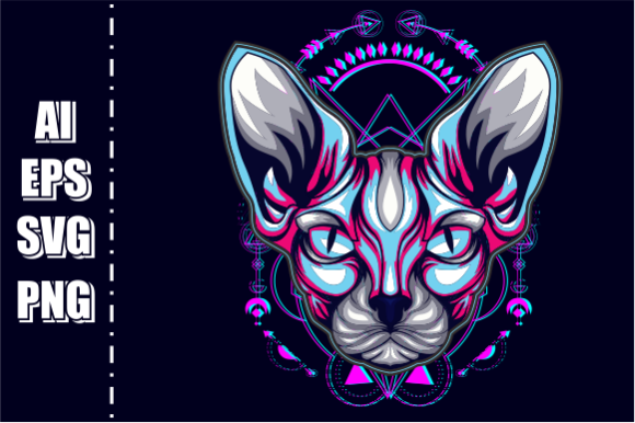 Cat Sphinx Head Face Vector
