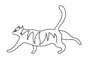 Cat Stretching Line Art Style