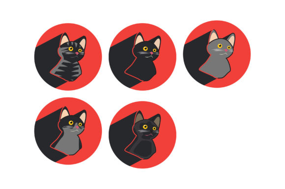 Cat Vector with Red Background Bundle