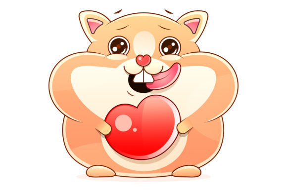 Chubby Cat Holding Heart