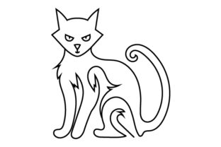 Creepy Cat Line Art Style