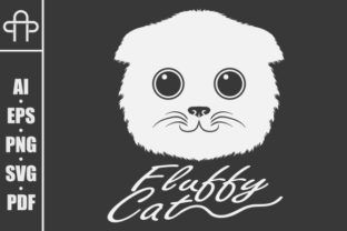 Fluffy Head White Cat Illustration