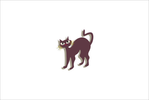 Halloween Cat Color Illustration Vector