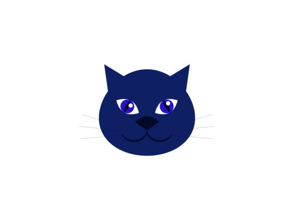 Halloween Illustration Dark Blue Cat