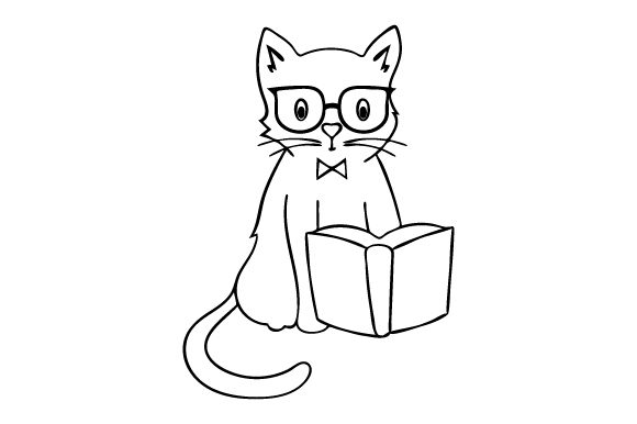 Nerdy Cat Embroidery Design