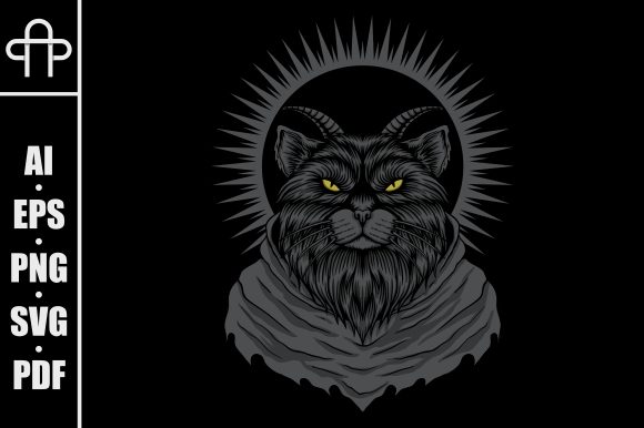 Satanic Cat Vector Illustration