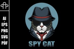 Spy Cat Head Vector Illustration